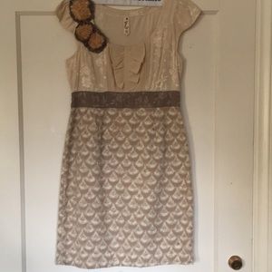 Cream and taupe dress